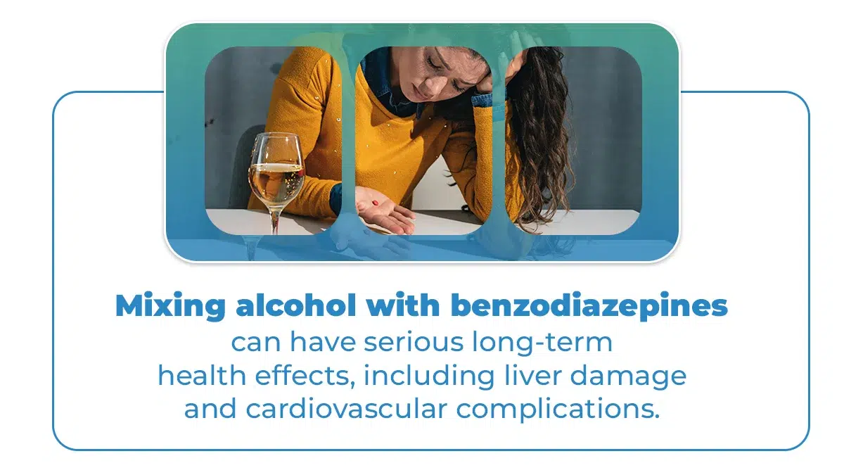 Mixing alcohol and benzodiazepines can have serious long-term health effects, including liver damage and cardiovascular complications.