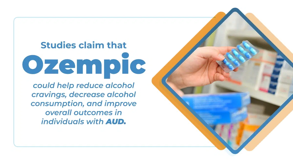 Graphic shares findings from various studies about Ozempic’s use in alcohol addiction treatment.