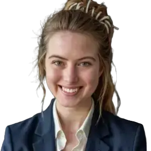 A portrait of a smiling woman with her hair pulled back.