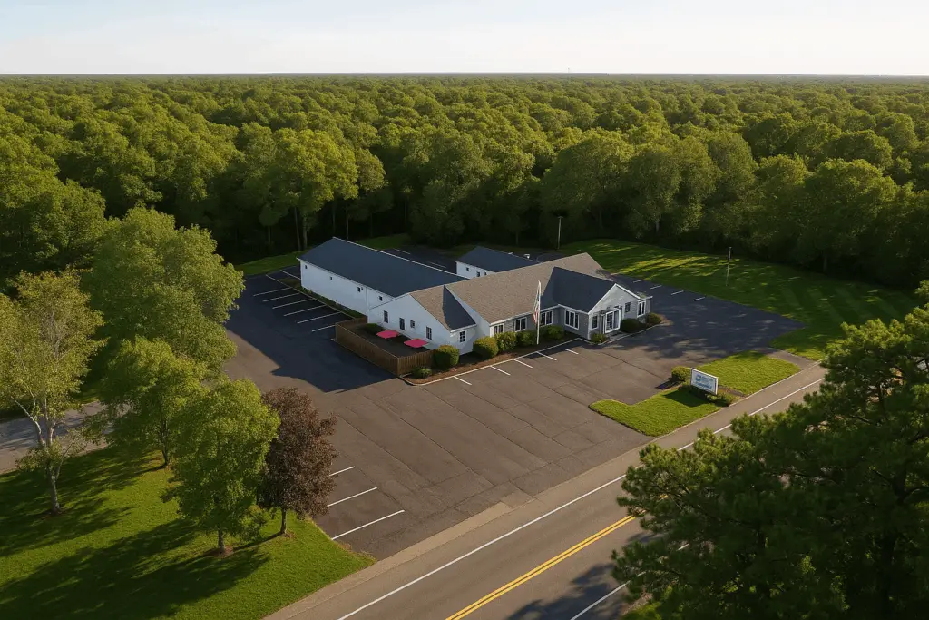 Cape Cod Rehab Drone Shot Showing Privacy