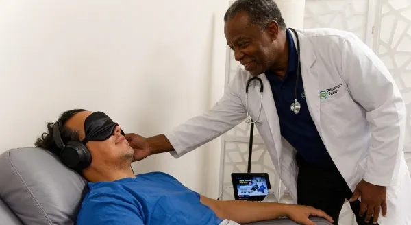 TRT patient in treatment with doctor